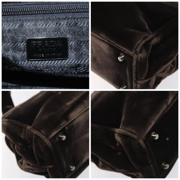PRADA Hand Bag Velor Brown - Picture 12 of 15